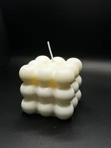 Studio 727 Beautiful decorative handmade candle - Medium Bubble Cube Candle unscented. Birthday Gift