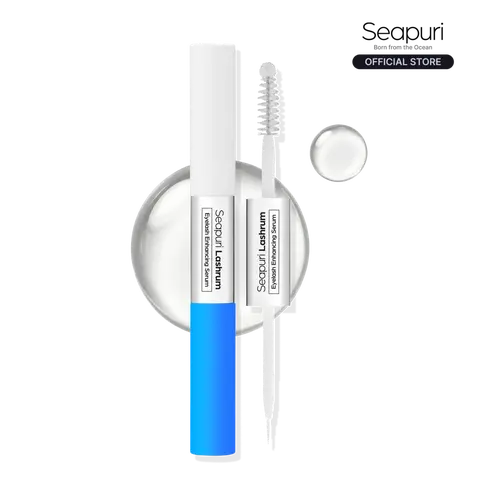 Seapuri Lash Serum for Longer Fuller Lashes Growth, Non-Irritating Eyelash Enhancer with Caffeine, Peptide & Biotin, Dual Brush for Precise Daily Use
