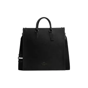 COACH Dylan 36 Classic Logo Leather Tote Bag for Men with Shoulder Strap in Black