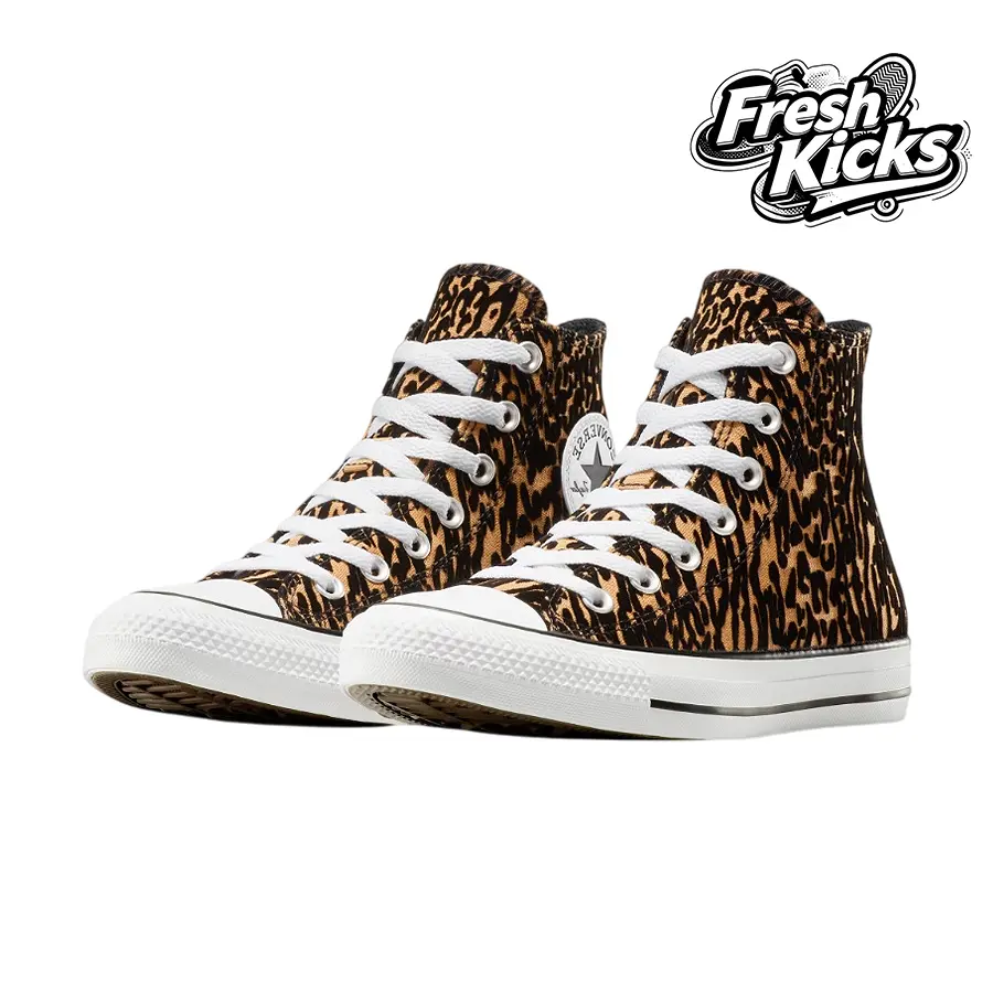 Converse Chuck Taylor All Star HiLeopard Print– Women's Lifestyle Sneakers – shoes for woman -Vintagen - Canvas Shoes, Lightweight Breathable Design, Comfortable Everyday Wear, Casual Street Style - back to school - A17948F