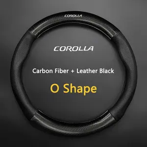 Universal Car Steering Wheel Cover, Carbon Fiber Leather, Anti-Slip, Timple Design, Fashionable for Toyota Corolla, 3D Comfort Grip