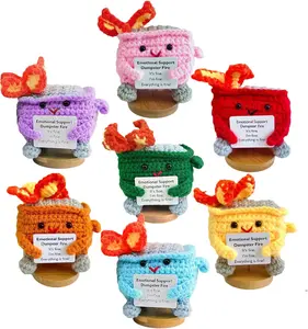 Crochet Dumpster Fire Toy, 1 Count Emotional Support Dumpster Fire Plush Toy, Emotional Support Ornament for Decoration Or Gift
