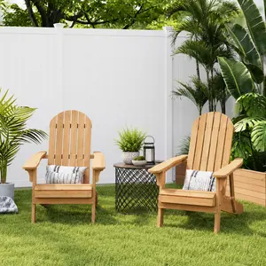 Costoffs Folding outdoor Chair, Weather-Resistant Solid Wood Lounge Chair for Backyard Fire Pits & Patios, Easy Store & All-Season Comfort