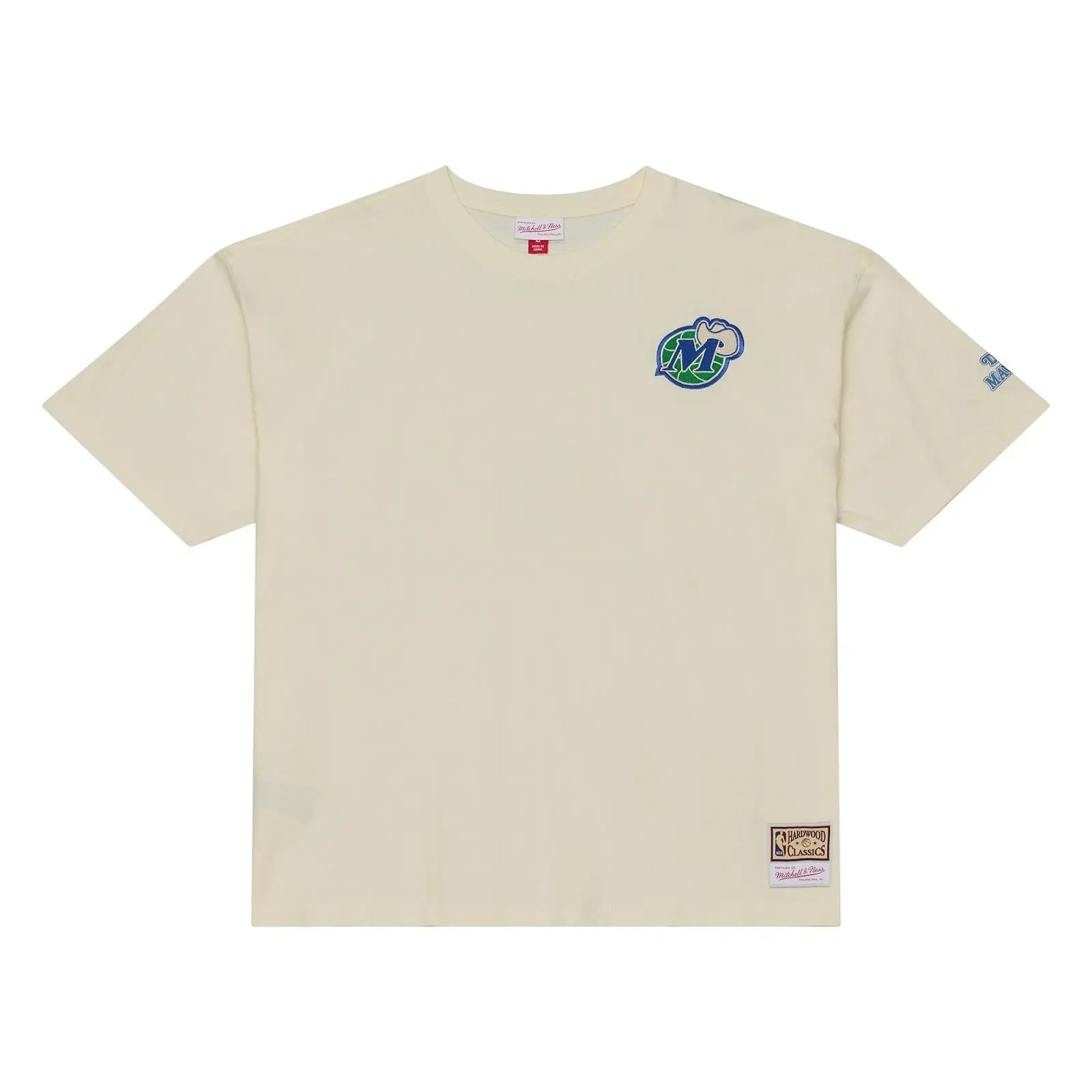 Dallas Mavericks Cream Heritage Hues Oversized T-Shirt NBA Throwback Tee Graphic Vintage Fan Gear Mitchell & Ness