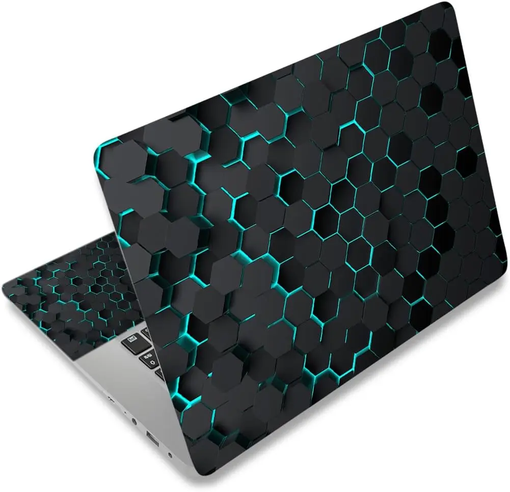12.1-15.6 Inch Laptop Skin Decal, Universal Reusable Vinyl Laptop Cover Sticker, Waterproof Art Decal Protector in Black Honeycomb