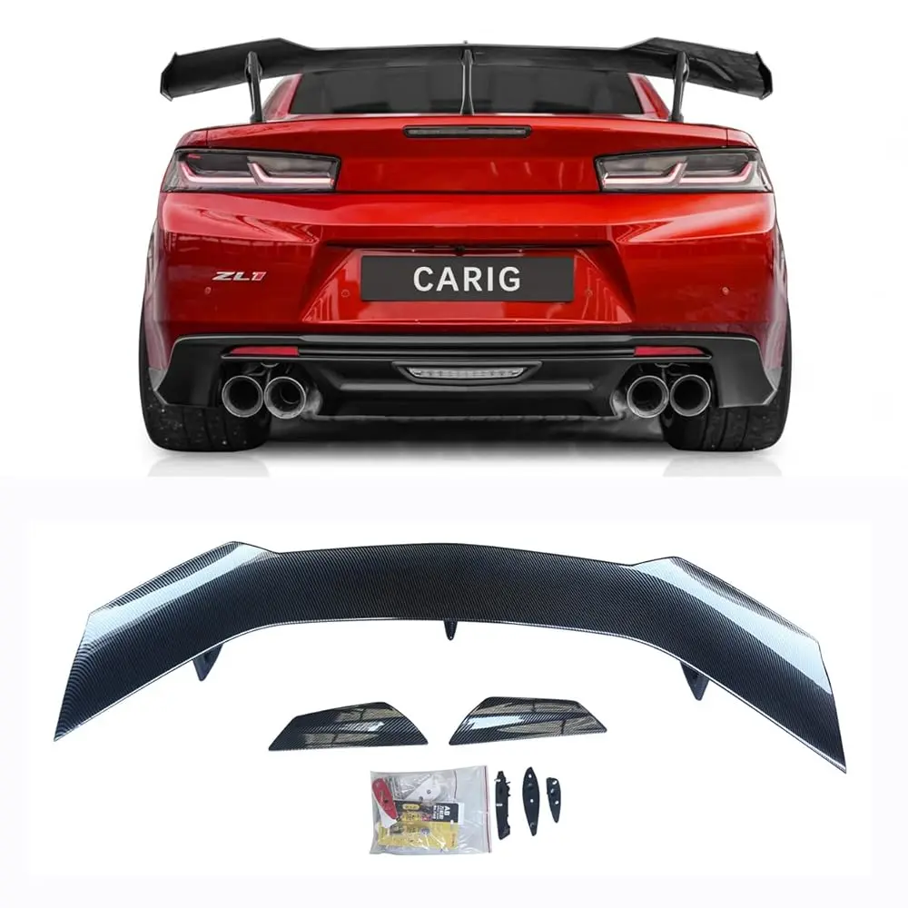 NINTE ZL1 1LE Style High Wing Rear Spoiler with Tall Vertical End Plates - Automotive Racing Trunk Wing Replacement Part for 2016-2024 Chevy Camaro Body & Frame Accessories