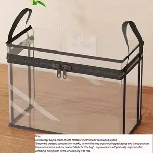Large, transparent, thick plastic storage box with a hinged lid. Heavy-duty, durable, and high-capacity storage box, perfect for home, camping, travel, attic, and moving.