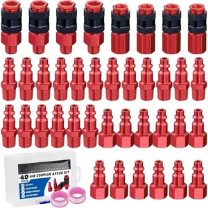 40 count Universal 1/4" Air Coupler and Plug Kit,1/4 Inch Lightweight Aluminium Quick Air Hose Fittings Set for Air Compressor Accessories