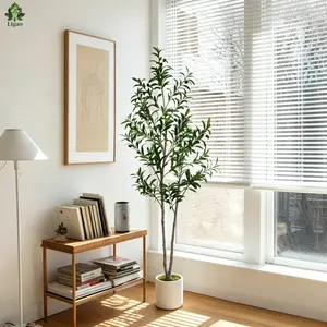 4.75/5.1/5.7FT Realistic Artificial Olive Tree, Double Trunk Faux Tree for Indoor Home Office Living Room Decor plant
