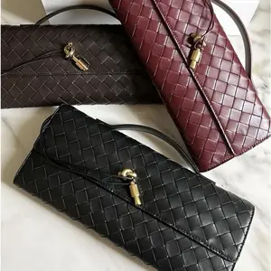 Woven Leather Clutch for Women - Elegant Evening Bag with Buckle and Magnetic Closure luxury bags odourless handbag collection