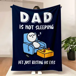 Bold “Dad Is Not Sleeping” Sarcastic Dad Quote Throw Blanket – Fluffy Durable All‑Season Sofa Blanket, Great Funny Dad‑Themed Holiday Gift for Fathers
