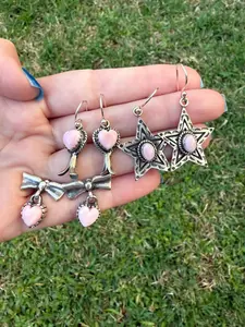 Pink Conch Cute Sterling Silver Dangle Earrings