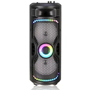 TOPTECH BRAZE-8 Dual 8" Bluetooth Party Speaker with Disco Lights & Rechargeable Battery