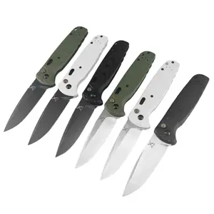 EDC Folding Knife 3.4" CPM-MagnaCut Black DLC Battlewash Plain Blade, Black And Green G10 Handles