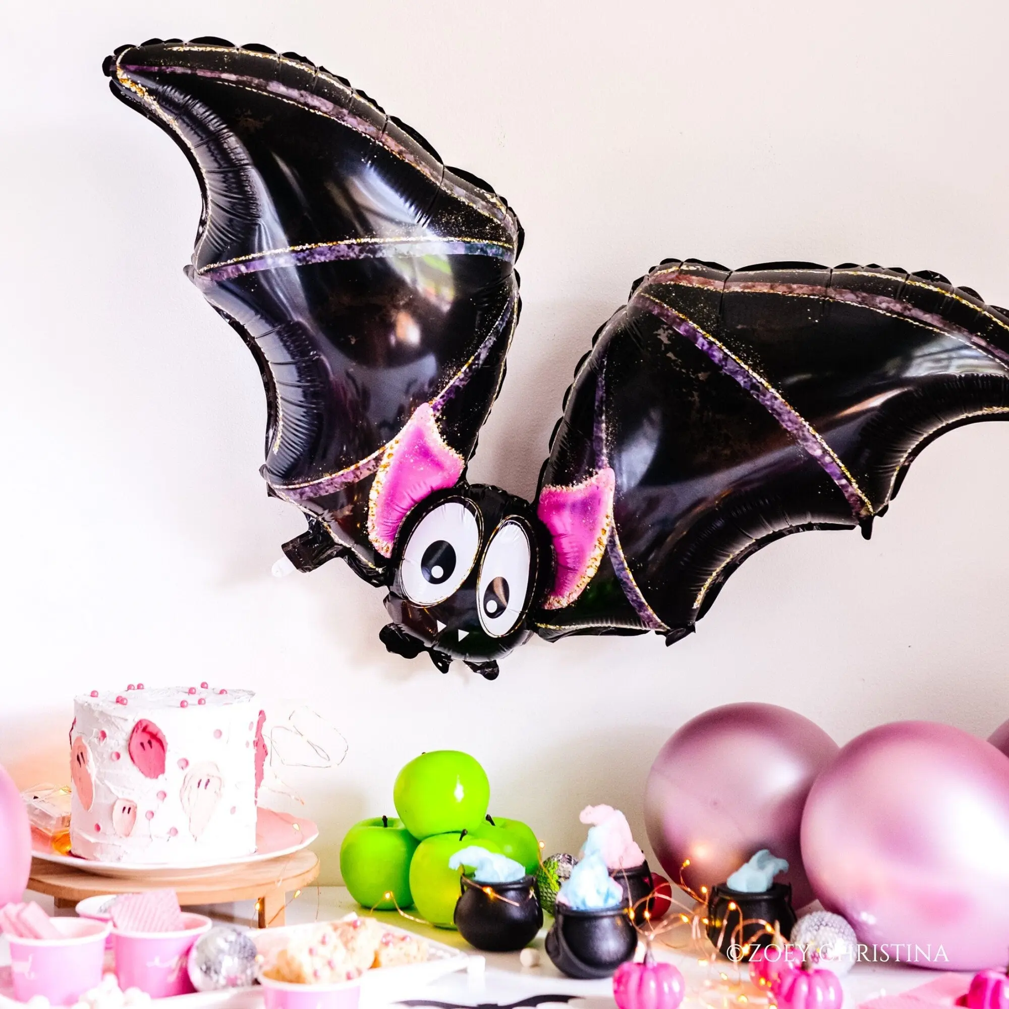 Cute & Whimsical Bat Party Decoration - Halloween Foil Balloon