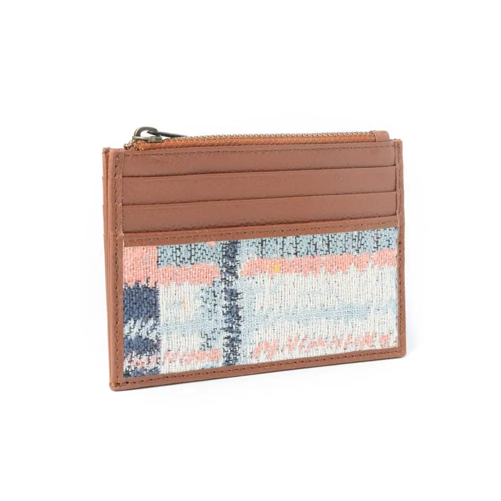 Women's Myra Pastel Desert Sunrise Zipper Card Holder - Western Fabric, Leather, Slim, Durable Wallet
