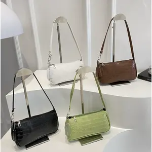 Crocodile Embossed Women Shoulder Bag Fashion Vintage Style For Daily Commute Outing Party