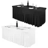 Rectangle Spandex Table Skirt - 6/8Ft Fitted Stretch Tablecloth, 1-Piece Wrinkle-Resistant Ruffles, Easy to Install in Seconds, Graceful Appearance for Banquets, Vendor Events, Household Decor, #Outdoor gathering gear #Halloween Stretchy White