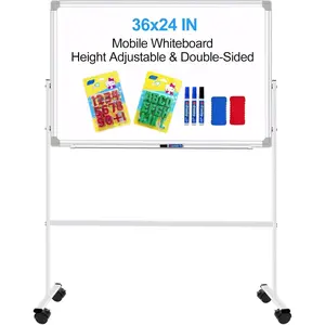 Dry Erase Board with Stand Double-Sided Mobile Whiteboard - 36"x24" Adjustable Height Rolling White Boards  Wheels for  & Adults