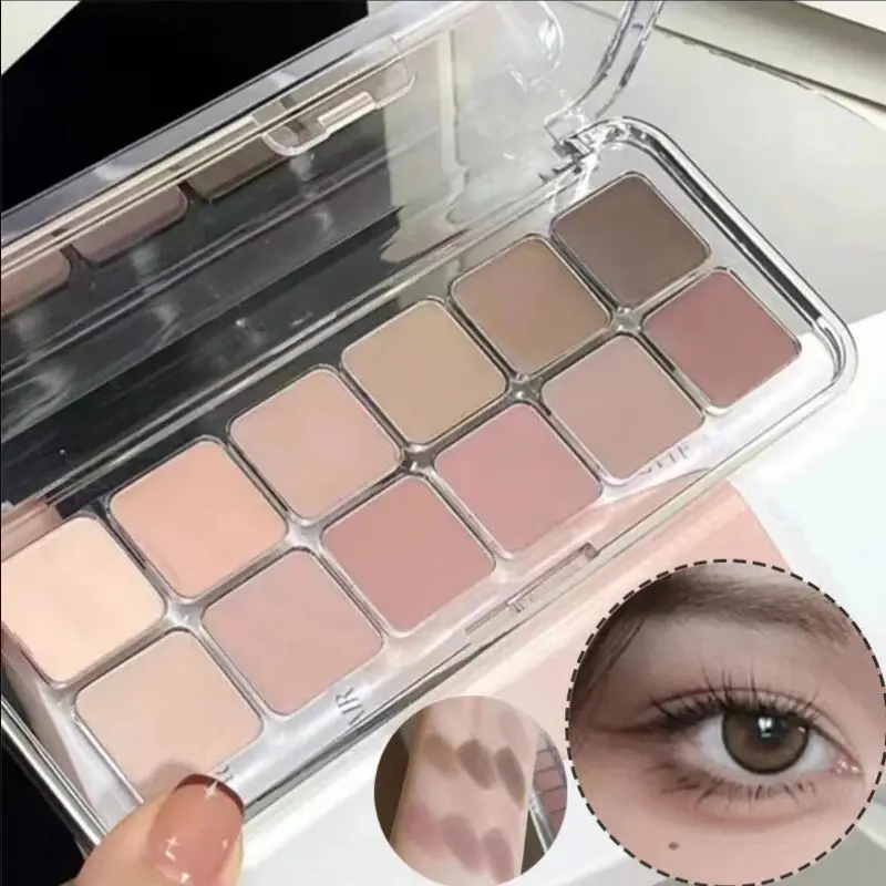 12 Color Eyeshadow Palette Matte Finish, Highly Pigmented Palette, Makeup Palette, Waterproof Sweatproof Smudge Proof, Long Lasting, Beginner Friendly Eye Shadow Disk