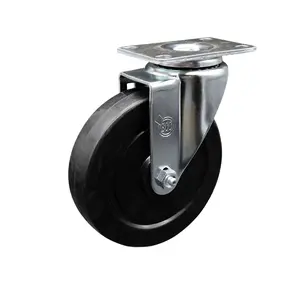 Service Caster SCC-20S514-SRS-TP3 Swivel Caster with 5 in. Soft Rubber Wheel - 4 x 4.5 in. Overall Top Plate