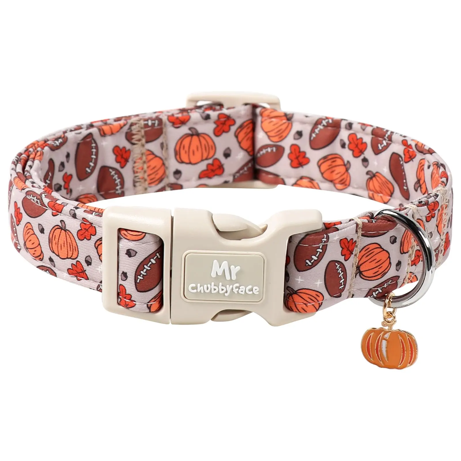 Halloween Dog Collar — Pumpkin & Football Cotton Collar with Quick-Release Buckle for Small, Medium & Large Dogs tiktokshopbacktoschool