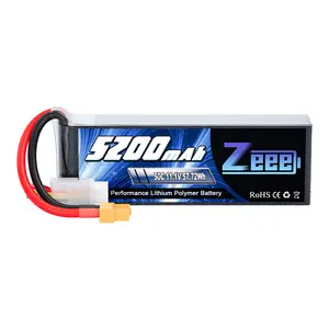 Zeee 3S Lipo Battery 5200mAh 50C 11.1V RC Batteries with XT60 Connector Soft Case for RC Airplane Helicopter Plane Quadcopter RC Car Truck Boat