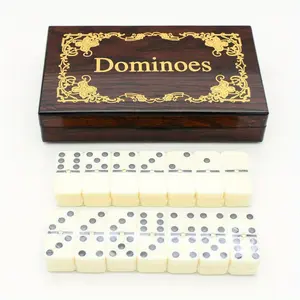 Wooden Domino Set - Six Dot Dominoes Board Game for Entertainment, Recreation, and Travel