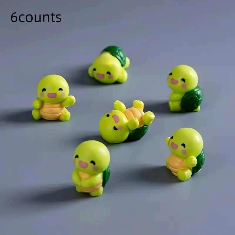 Mini Cute Turtle Resin Statues Set of 6, Ocean Theme Garden Decor, Garden Accessories, Garden Sculptures Statues, Cartoon Style Tortoise Figurines for Indoor Outdoor Use, Animal Statue, Decorative Figurine