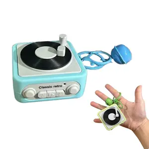 Turntable Record, Audible Keychain Phonograph, Fun Mini Music Box for Bedroom, Office, Party, 360° Surround Sound