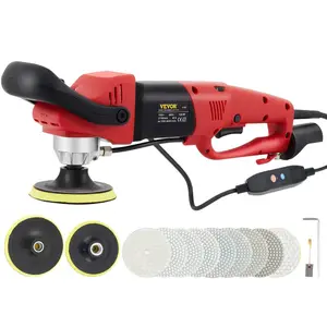 VEVOR Wet Polisher 800W, 4 Concrete Grinder with 6 Variable Speed and 7 Polishing Kits, Wet Grinder Machine for Marble, Granite, Stone, Rock, Tile, Equipped with a GFCI Switch, (700 - 3000 RPM)