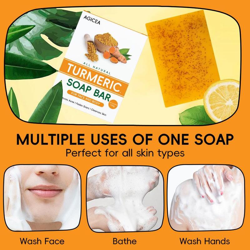 AGICEA Turmeric Face Soap for Radiant Skin - Turmeric Blend for Cleansing & Body Care - Natural Ingredients like Palm Oil & Goat's Milk - Ideal for All Skin Types