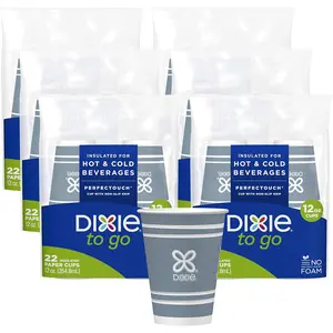 Dixie to Go Medium Paper Coffee Cups, 12 Oz, 132 Count, Disposable Cups for On-The-Go Hot Beverages Dixie