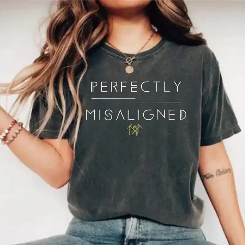Sleep Token T-shirt , Perfectly Misaligned Lyric Letter Comfort Colors Tee Cotton Fabric Crew Neck Short Sleeve Soft-Washed T-Shirt Top for Women for Men