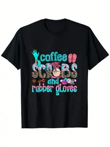 Nurse Life Coffee Scrubs & Rubber Gloves Women's T-Shirt - Casual Short Sleeve Crew Neck, Soft & Breathable, Perfect for Daily Wear & Nurse Appreciation Gifts