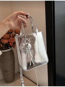 Women's Solid Color PU Handbag Casual Trendy Handbag Zipper Closure Fashion Style Dating Gift Suitable Crossbody Bag