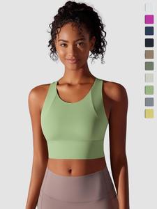 women's solid color sports bra, breathable comfortable high stretch yoga bra, ladies sportswear for indoor outdoor wear