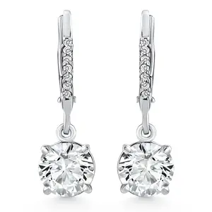 2.07Ct TW Diamond Dangle Lever Back Hoops 14k White Gold Lab Grown