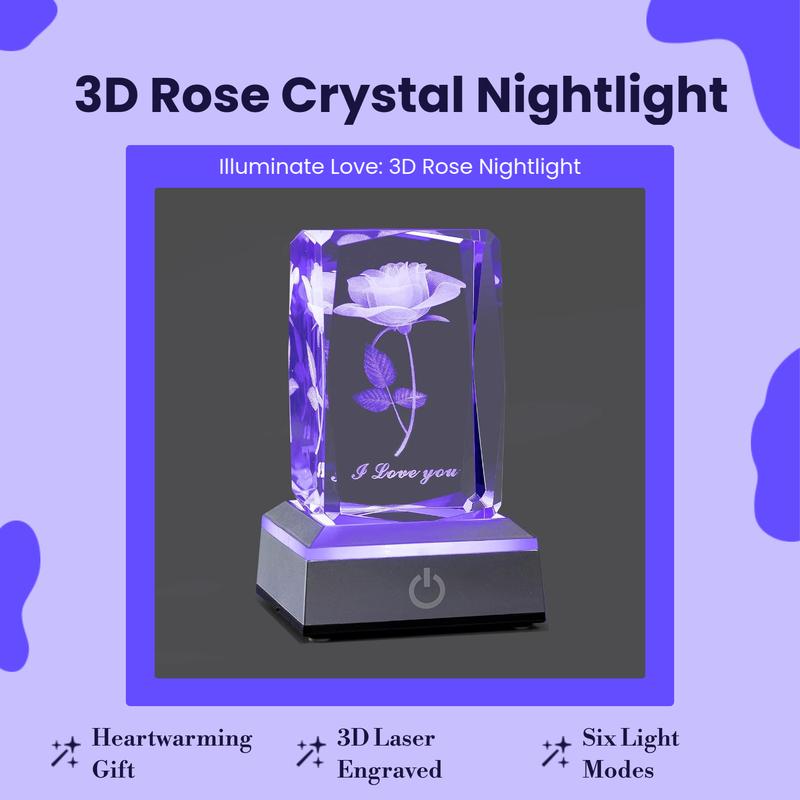 3D Rose Multicolor Crystal Gifts- I Love You ,Perfect Valentines Gift Ideas for Her My Girlfriend Wife Mom - Unique Anniversary Birthday Presents gifts boyfriend,gifts for boyfriend,valentines gift for bf,valentine's day decor