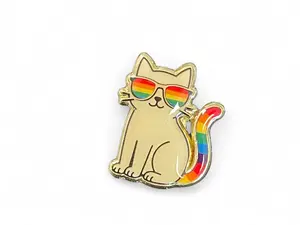 Pride Cat Rainbow Cat Enamel Pin – LGBTQ+ Pride Cat Lapel Pin with Rainbow Sunglasses & Tail, Cute Kitty Pride Accessory Gift for Cat Lovers