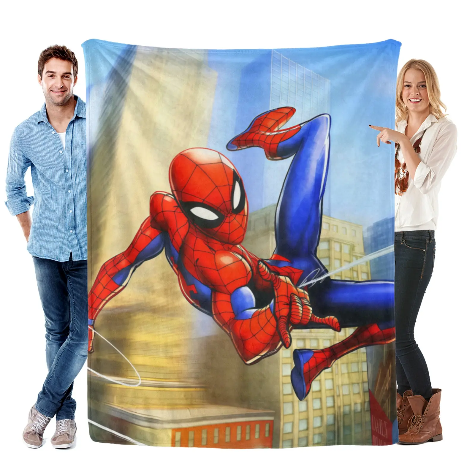 Marvel Spider Man Flannel Throw Blanket, Oversized Plush Cozy, Wrinkle Resistant, Perfect For Summer Evenings And Travel