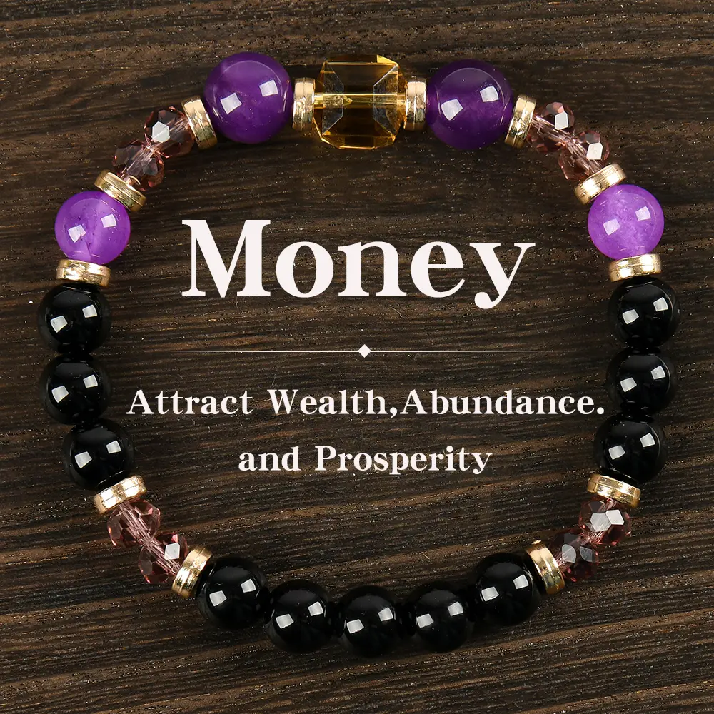 ARPURRAINA Money Attraction Beaded Money Bracelet, 5.9-7.87" Citrine Beads, Prosperity & Wealth, Empathy & Protection, Elegant Minimalist Bangle, Stackable Bracelets, Daily Wear, Birthday Gift summerwins,summerwins Diy Jewelry Accessories Personalized Jew