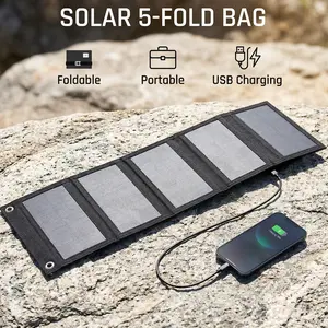 Portable Foldable Solar Panel, 1 Set 10W Solar Panel Charger, Outdoor Solar Panel Kit for Mobile Power, Camping, Hiking, Car, Boat, Phone, Monitoring