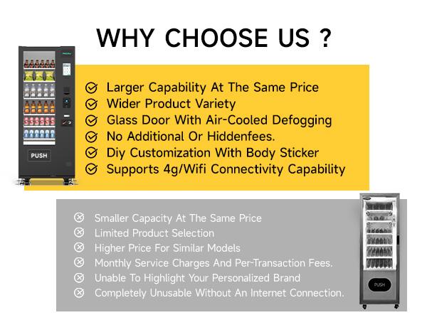 PACAU Commercial Vending Machine for Sale, Refrigerated Vending Machine Snacks and Drinks Combo with Credit Card & NFC Payment, Vending Machine for Home or Office