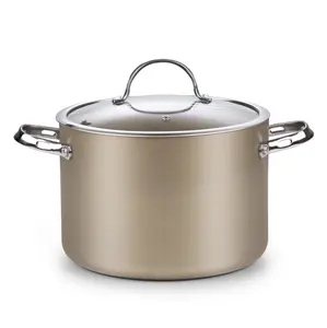 Cooks Standard Hard Anodized Ceramic Nonstick 8-Quart Stock pot with Glass Lid, Classic Induction Large Cooking Gumbo Pot, Ollas de Cocina, Bronze (open box)