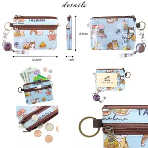 Coral Meow Cat Retractable Coin Purse