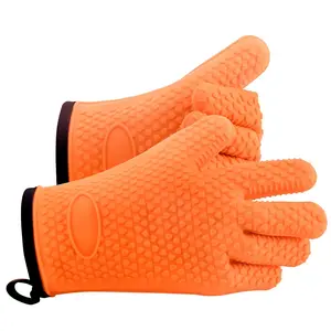 Silicone Heat-Resistant Oven & BBQ Gloves – Non-Slip, Waterproof, Fingered Design