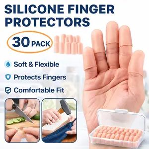 30 Pcs Gel Finger Cots – 2 Sizes Thumb Protector, Soft Silicone Fingertip Covers for Cuts, Embroidery, Cutting, Hand Cracking, Corns, Blisters, Calluses – Nude