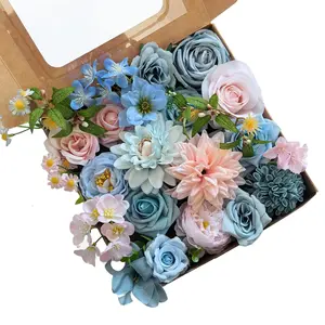 30 Pcs Blue Artificial Flowers for Home Decor, Realistic Faux Silk Flower Bulk with Iron Stem – Decorative Floral Arrangement for Wedding Party Bouquets, Centerpieces & Backdrops