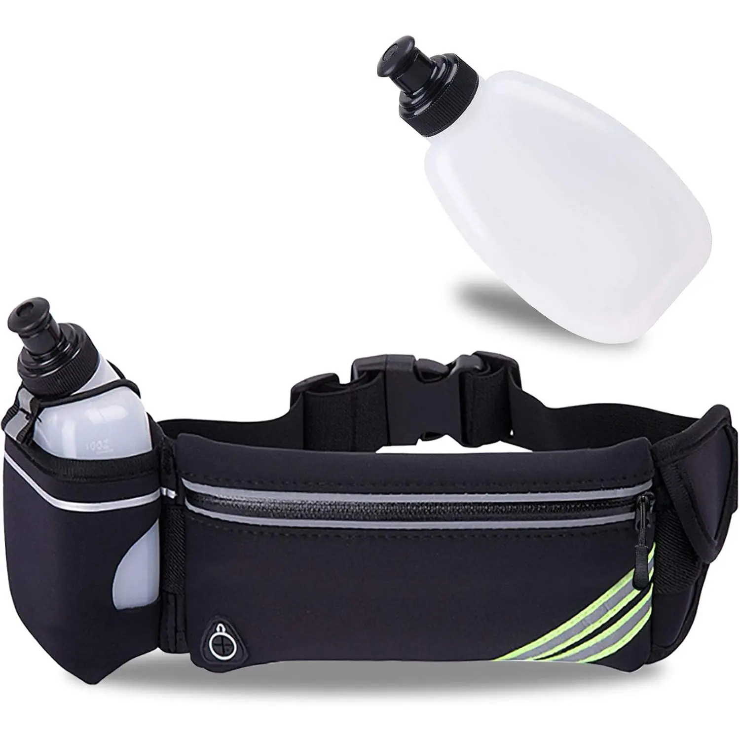 Plus Size Waterproof Running Belt for Women, Reflective Waist Pack with Water Bottle Holder, Extra Pocket, Hidden Compartment & Headphone Hole for Hiking, Climbing & Fitness, Fits Smartphones Up To 7.2 Inches, Multifunctional, Adults